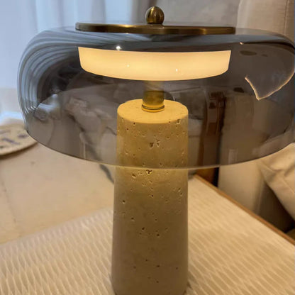 Zyre Travertine Mushroom Table Lamp | Celestre