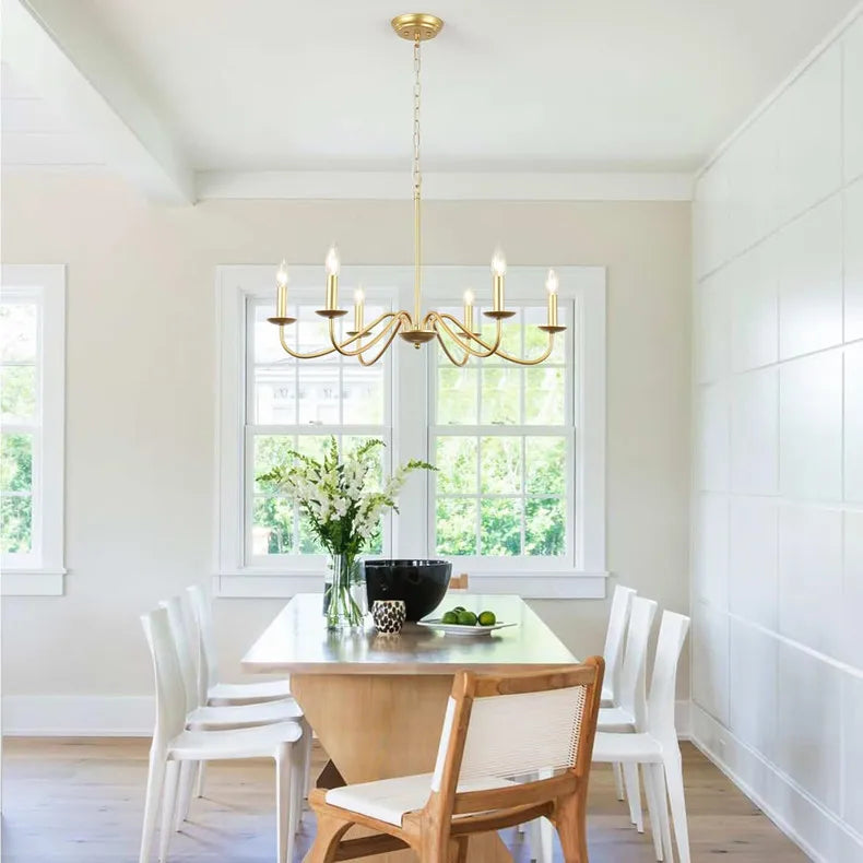 Levni Retro American Style Chandelier Gold 6 Heads | Celestre