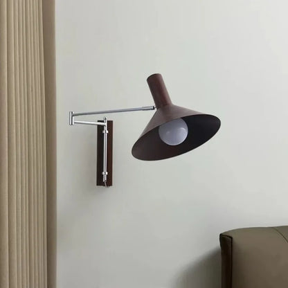 Dalvi Mid Century Walnut Effect Swing Arm Wall Light Walnut | Celestre