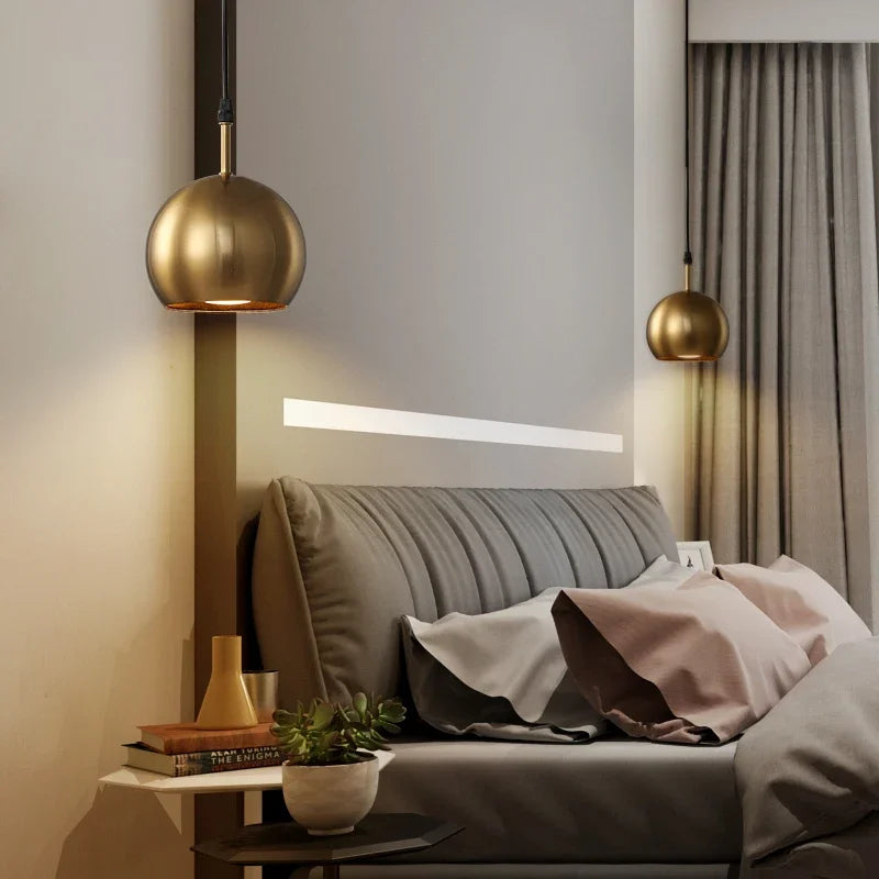 Tavlo Industrial Brass Globe Pendant Light Gold | Celestre