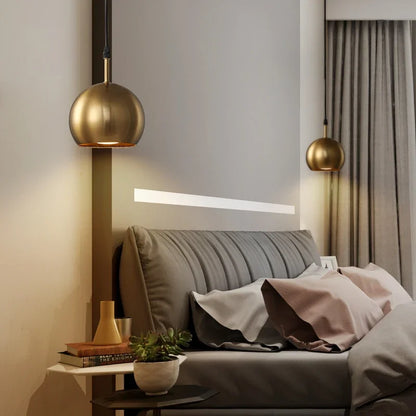 Tavlo Industrial Brass Globe Pendant Light Gold | Celestre