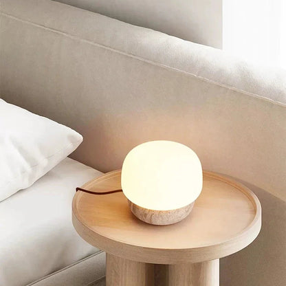 Zyri Mushroom Travertine Table Lamp | Celestre