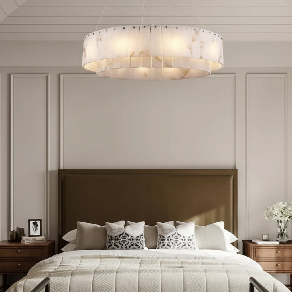 Frilo Round Slab Alabaster Chandelier D 60 cm | Celestre