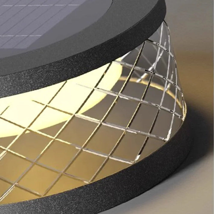Yexo Solar Round Criss Cross Pillar Light | Celestre