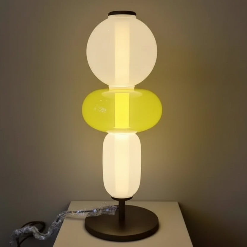 Lema Stacked Glass Totem Table Lamp Green | Celestre