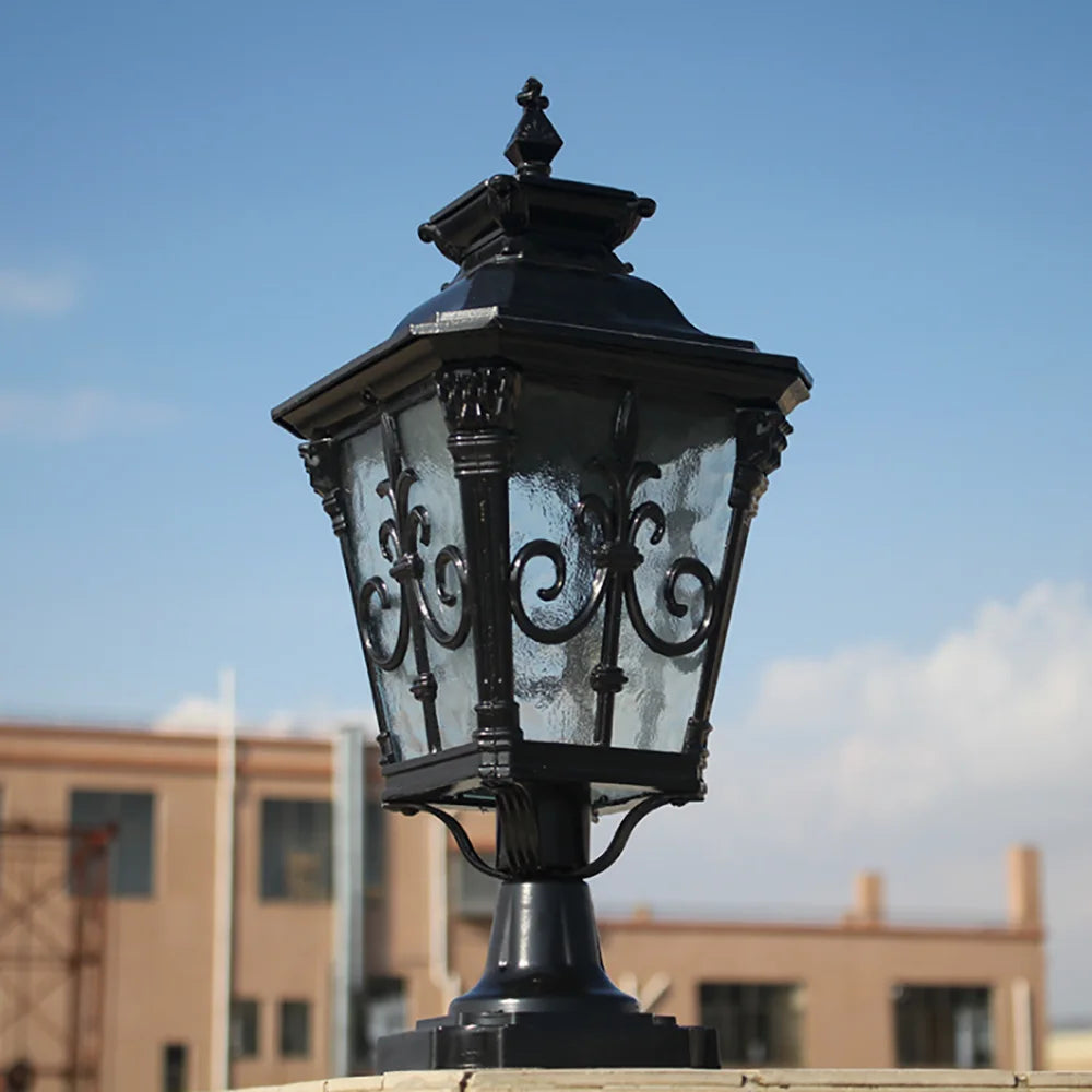 Qere Lantern Scrollwork Pillar Light Black | Celestre
