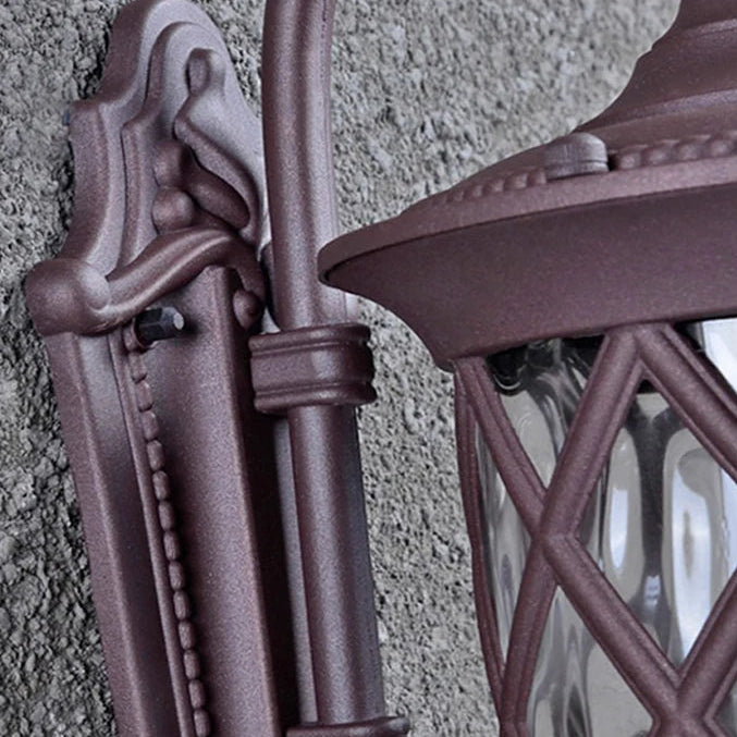 Hila Scroll Arm Lattice Outdoor Wall Light | Celestre