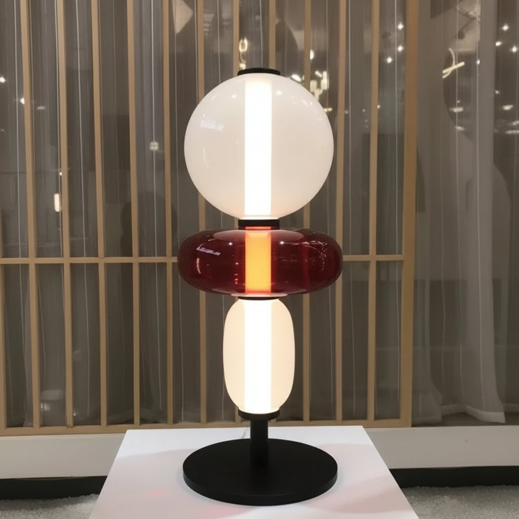 Lema Stacked Glass Totem Table Lamp Red | Celestre