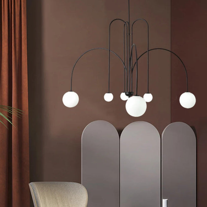 Niva Nordic Swoop-Arm Chandelier Black D 130 x H 100 | Celestre