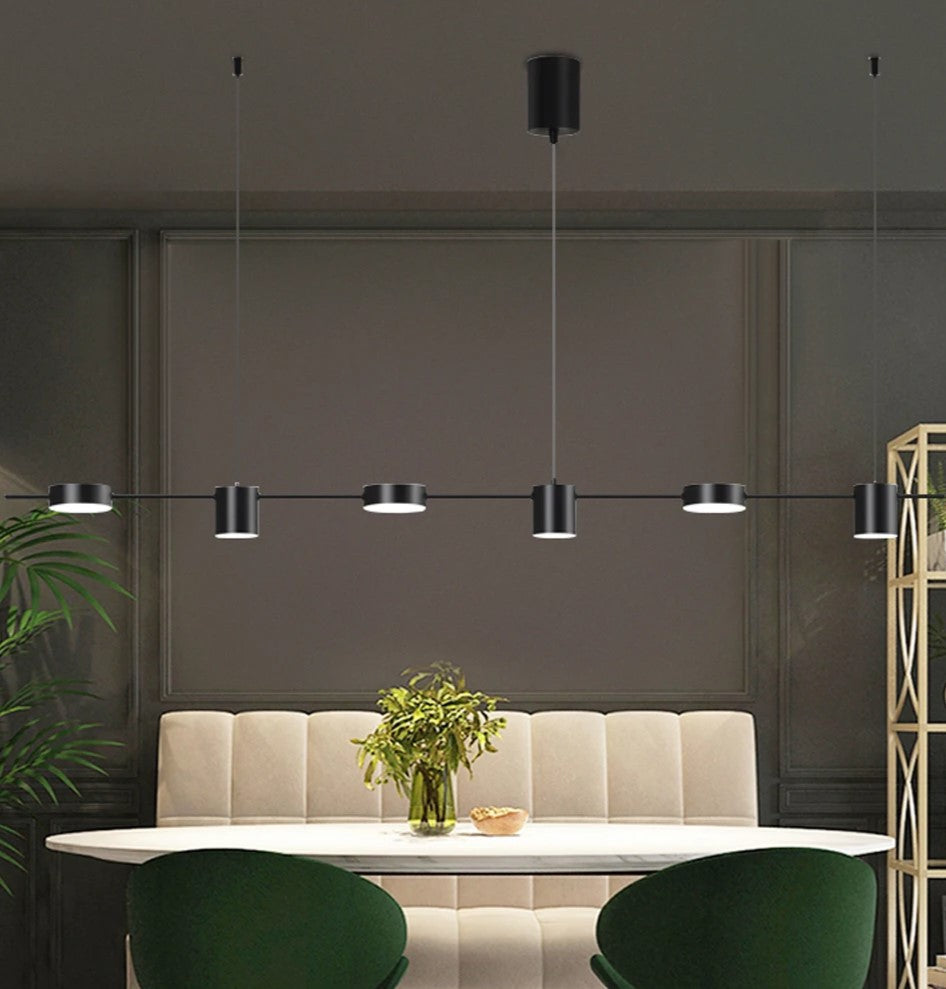 Ellin Nordic Linear LED Chandelier Black 6 Heads | Celestre
