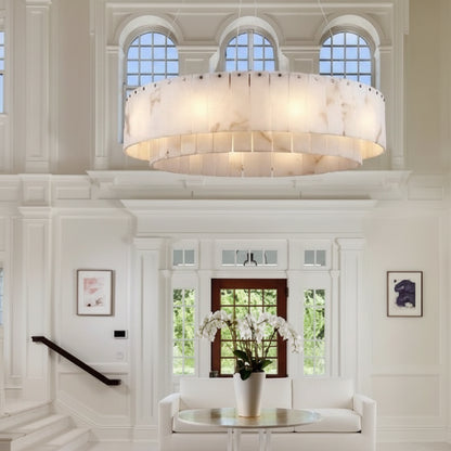 Frilo Round Slab Alabaster Chandelier D 80 cm | Celestre