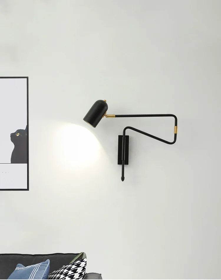 Arvel Minimalist Iron Swing Arm Wall Light | Celestre