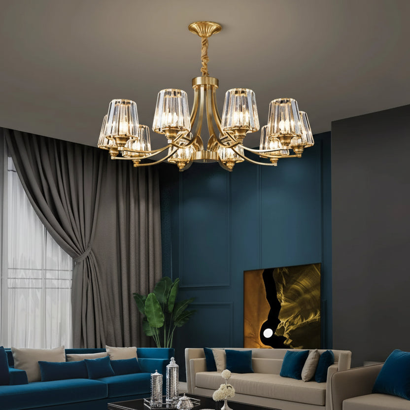 Dena Antique Fluted Glass Chandelier 10 Heads | Celestre