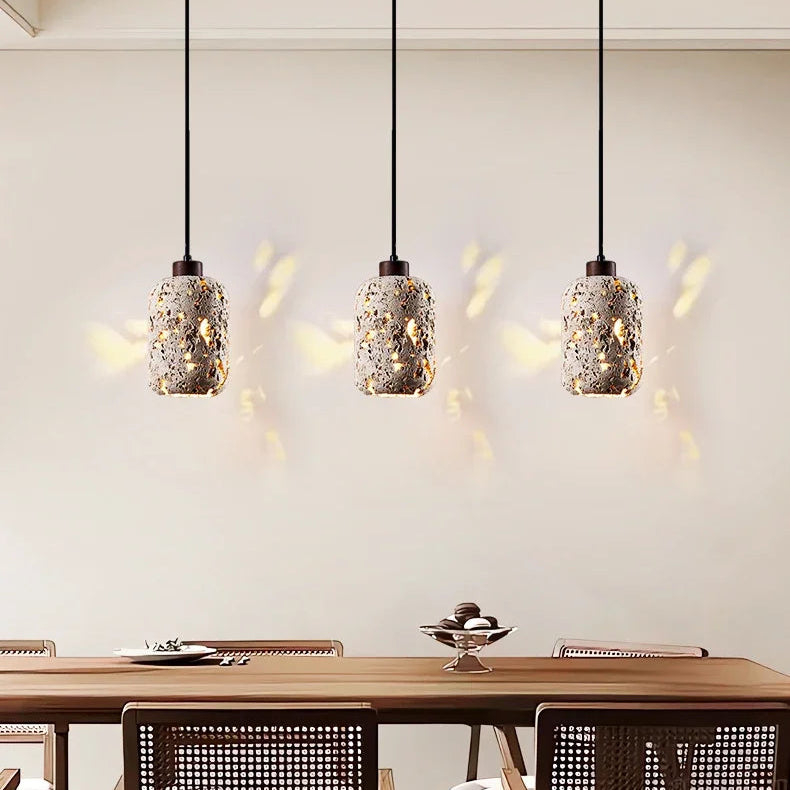Ezra Travertine Cylindrical Pendant Light | Celestre