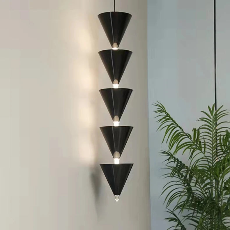 Lyri Multilayer Tiered Cone Pendant Light Gold 5 Heads | Celestre