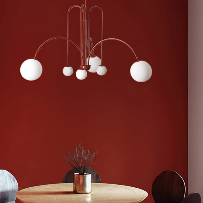 Niva Nordic Swoop-Arm Chandelier Red D 70 x H 85 | Celestre