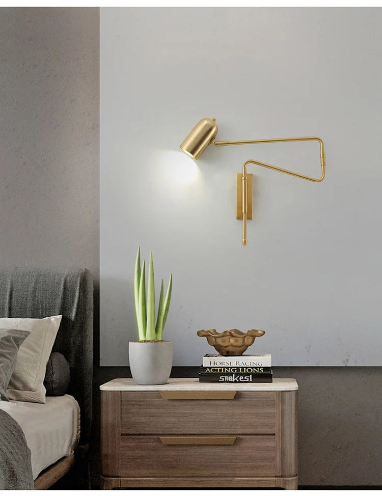 Arvel Minimalist Iron Swing Arm Wall Light | Celestre