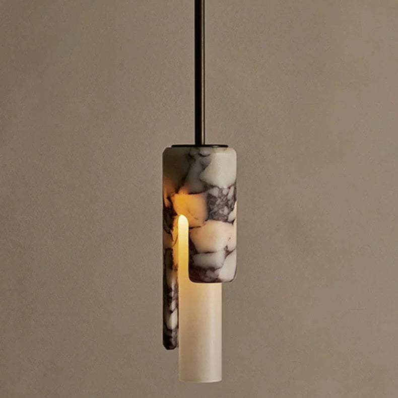 Glem Cylindrical Long Marble Pendant Light | Celestre
