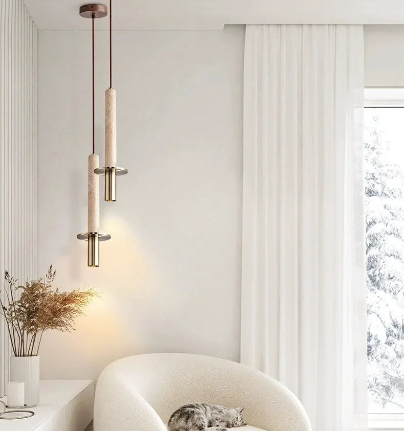 Taren Stone Pendant Light Natural Travertine | Celestre