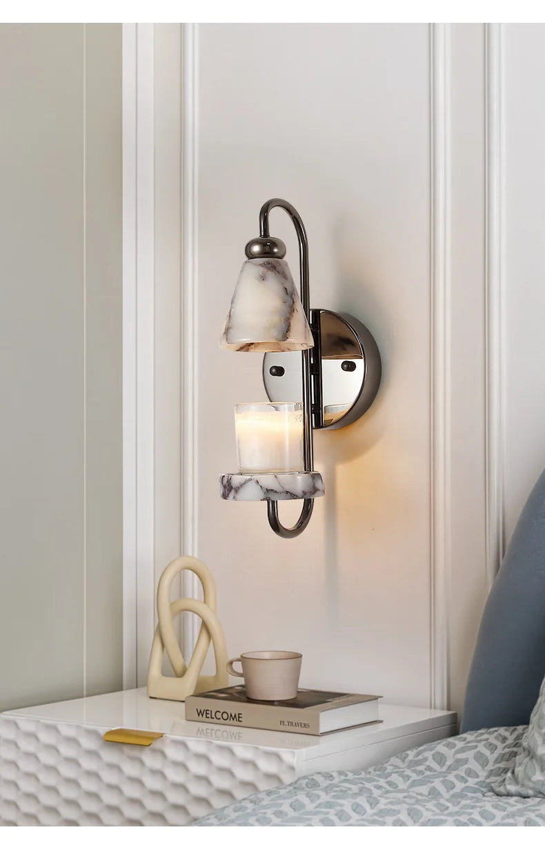 Elvy Art Deco Marble Candle Holder Wall Light | Celestre