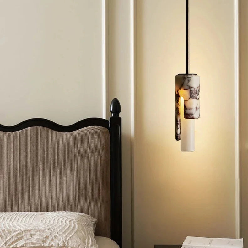 Glem Cylindrical Long Marble Pendant Light | Celestre