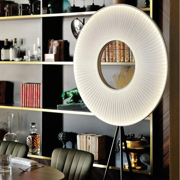 Fori Tripod Donut Pleated Floor Lamp | Celestre