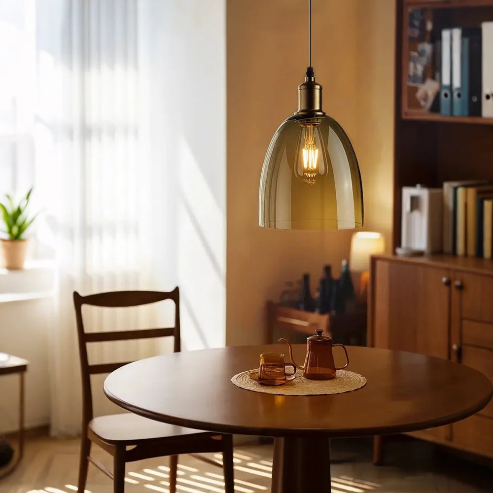 Duvra Nordic Smoked Glass Bell Pendant Light | Celestre