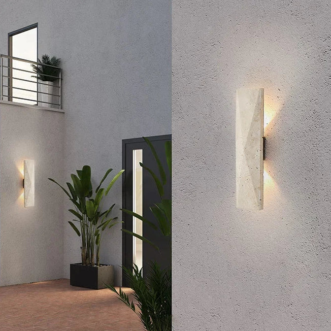 Zehi Travertine Long Outdoor Wall Light | Celestre