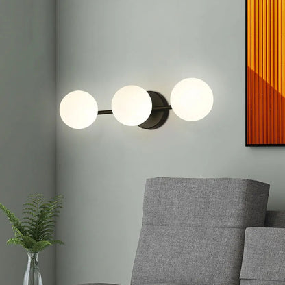 Naro Glass Globe Wall Light Black 3 Heads | Celestre