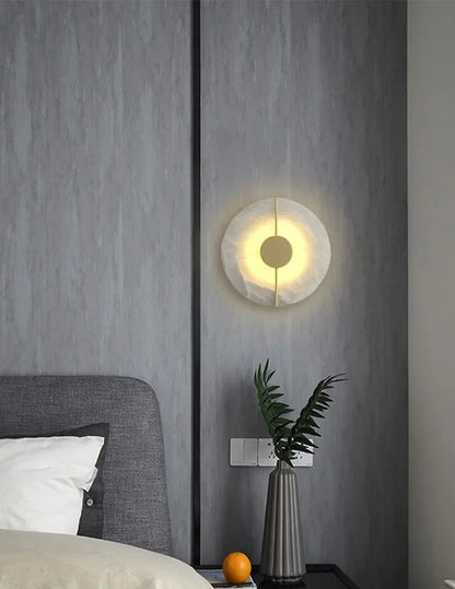 Luna Round Alabaster Wall Light | Celestre