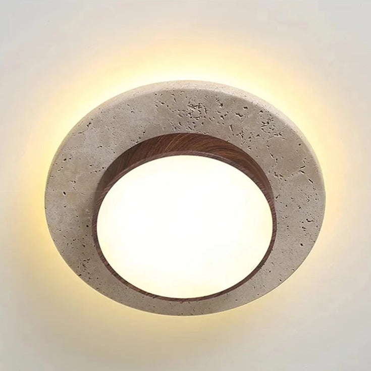 Noru Wabi-Sabi Travertine Ceiling Light Walnut D 30 cm | Celestre