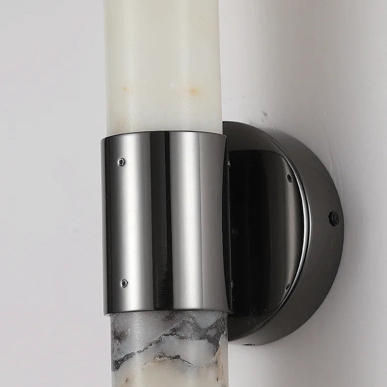 Cris Cylindrical Veined Alabaster Wall Light | Celestre