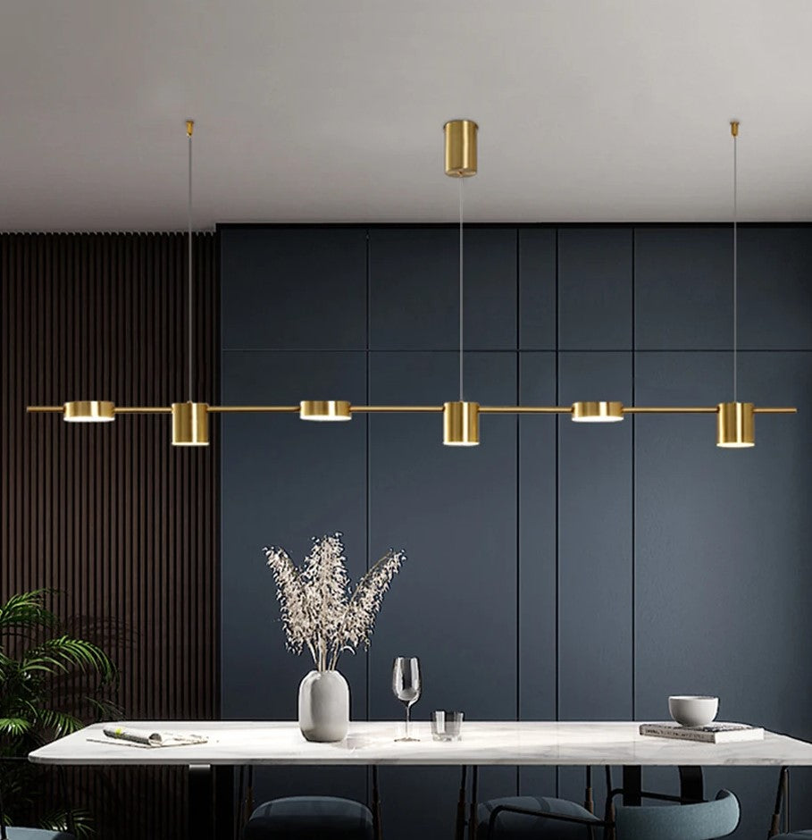 Ellin Nordic Linear LED Chandelier Gold 6 Heads | Celestre