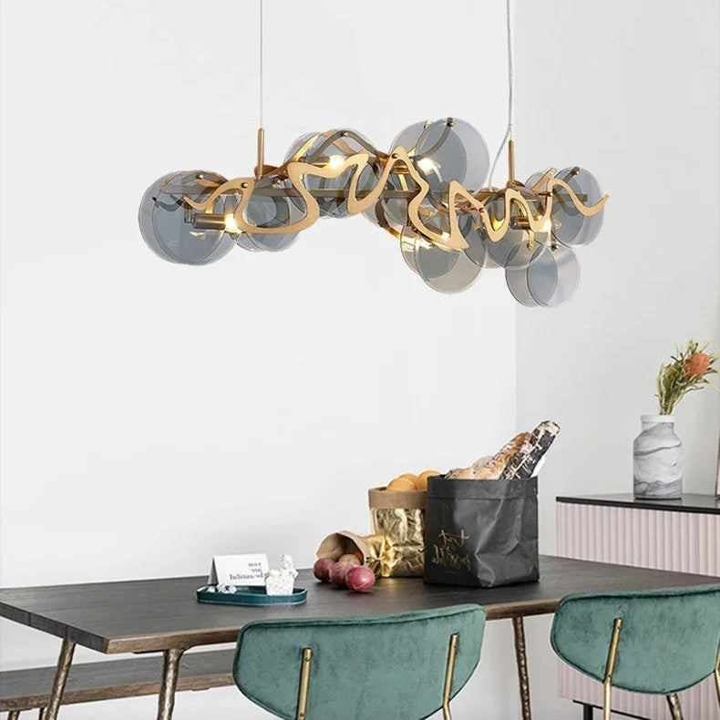 Ravo Long Wave Discs Chandelier Black | Celestre