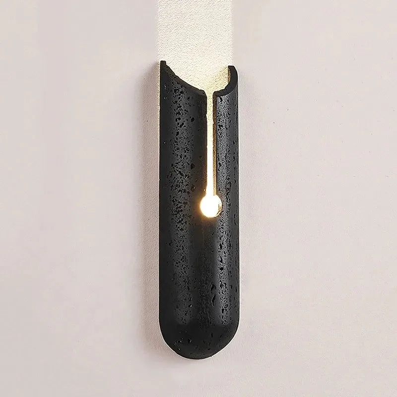 Tira Travertine Cylindrical Slit Wall Light Black | Celestre