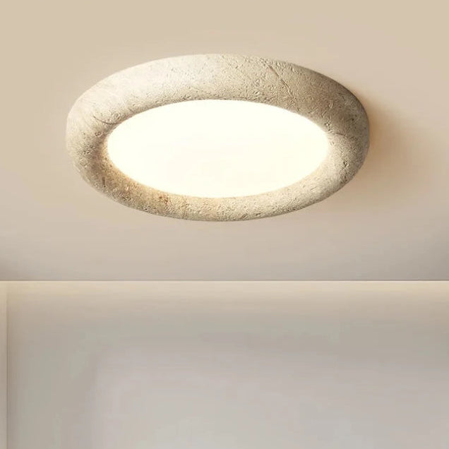 Erzo Round Travertine Ceiling Light Dia 58 cm | Celestre