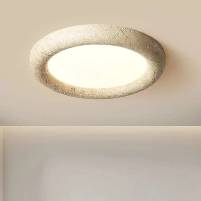 Erzo Round Travertine Ceiling Light Dia 58 cm | Celestre