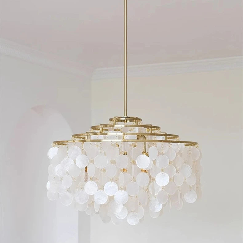 Evell Round Shell Chandelier Four Layers-D60cm Gold | Celestre
