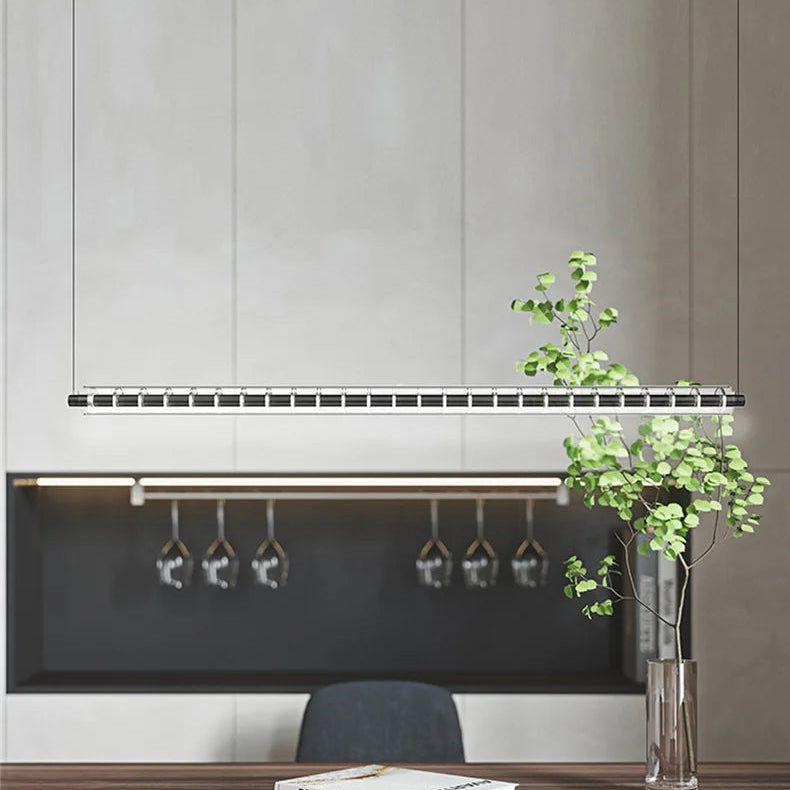 Zola Linear Rings Flute Pendant Light Black L 150 cm | Celestre