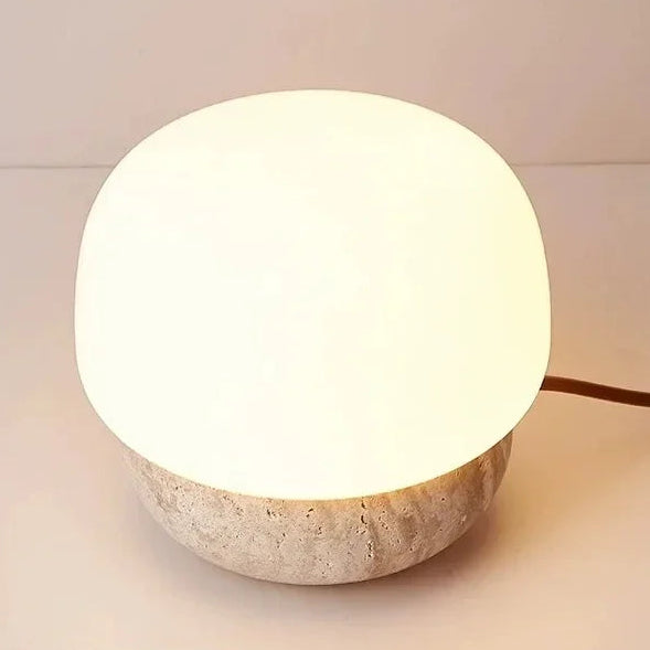 Zyri Mushroom Travertine Table Lamp | Celestre