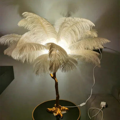 Virel Feather Floor Lamp Khaki H80 cm-25 Feathers | Celestre