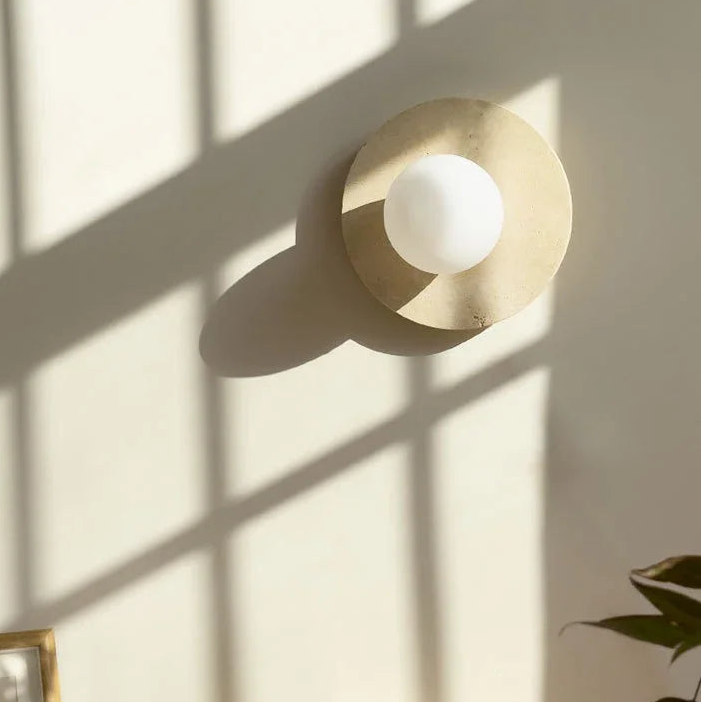 Zori Travertine Round Globe Wall Light | Celestre