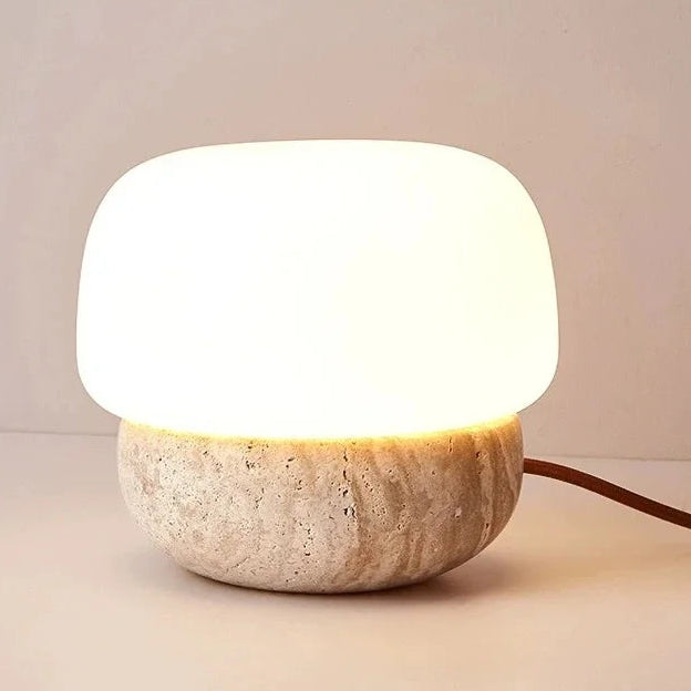 Zyri Mushroom Travertine Table Lamp | Celestre