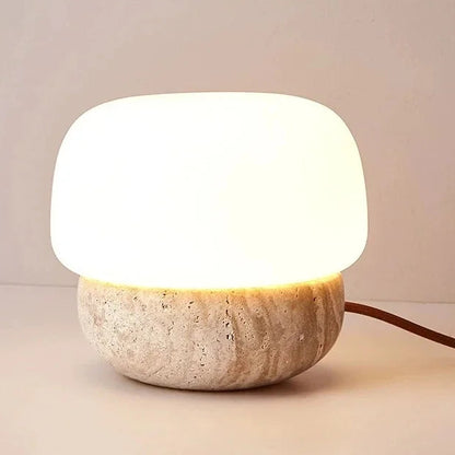 Zyri Mushroom Travertine Table Lamp | Celestre