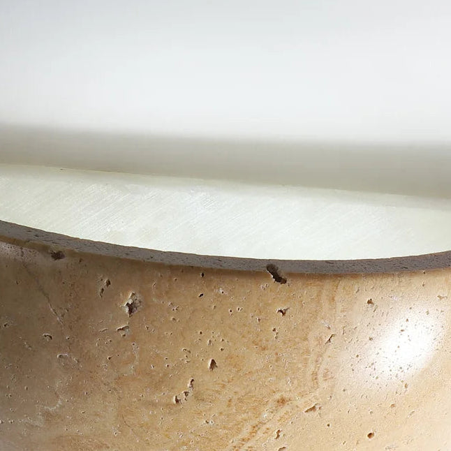Cyri Semi Bowl Travertine Wall Light | Celestre