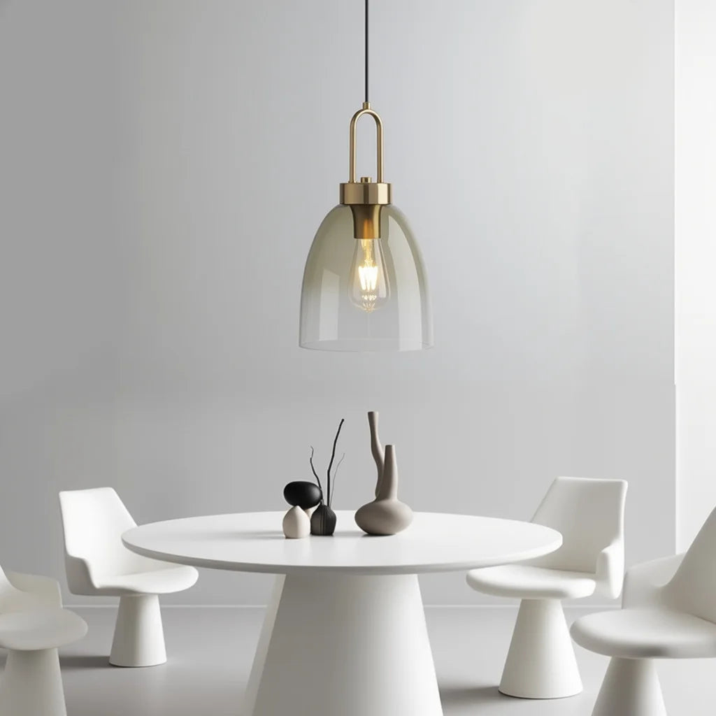 Duvra Nordic Smoked Glass Bell Pendant Light | Celestre