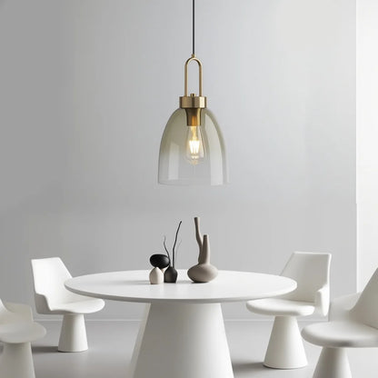 Duvra Nordic Smoked Glass Bell Pendant Light | Celestre