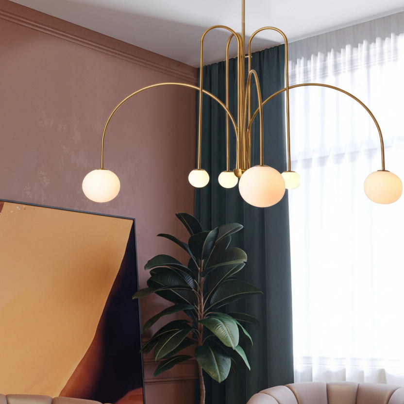 Niva Nordic Swoop-Arm Chandelier Gold D 130 x H 100 | Celestre
