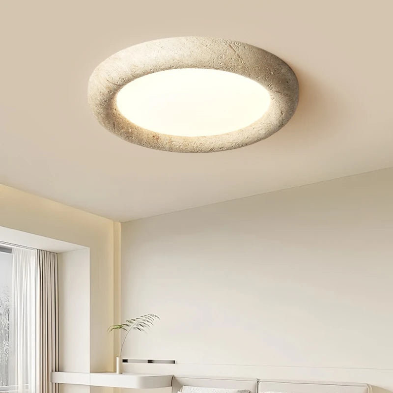 Erzo Round Travertine Ceiling Light Dia 48 cm | Celestre