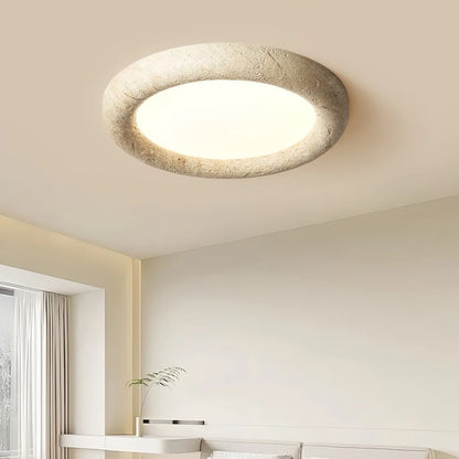 Erzo Round Travertine Ceiling Light Dia 48 cm | Celestre